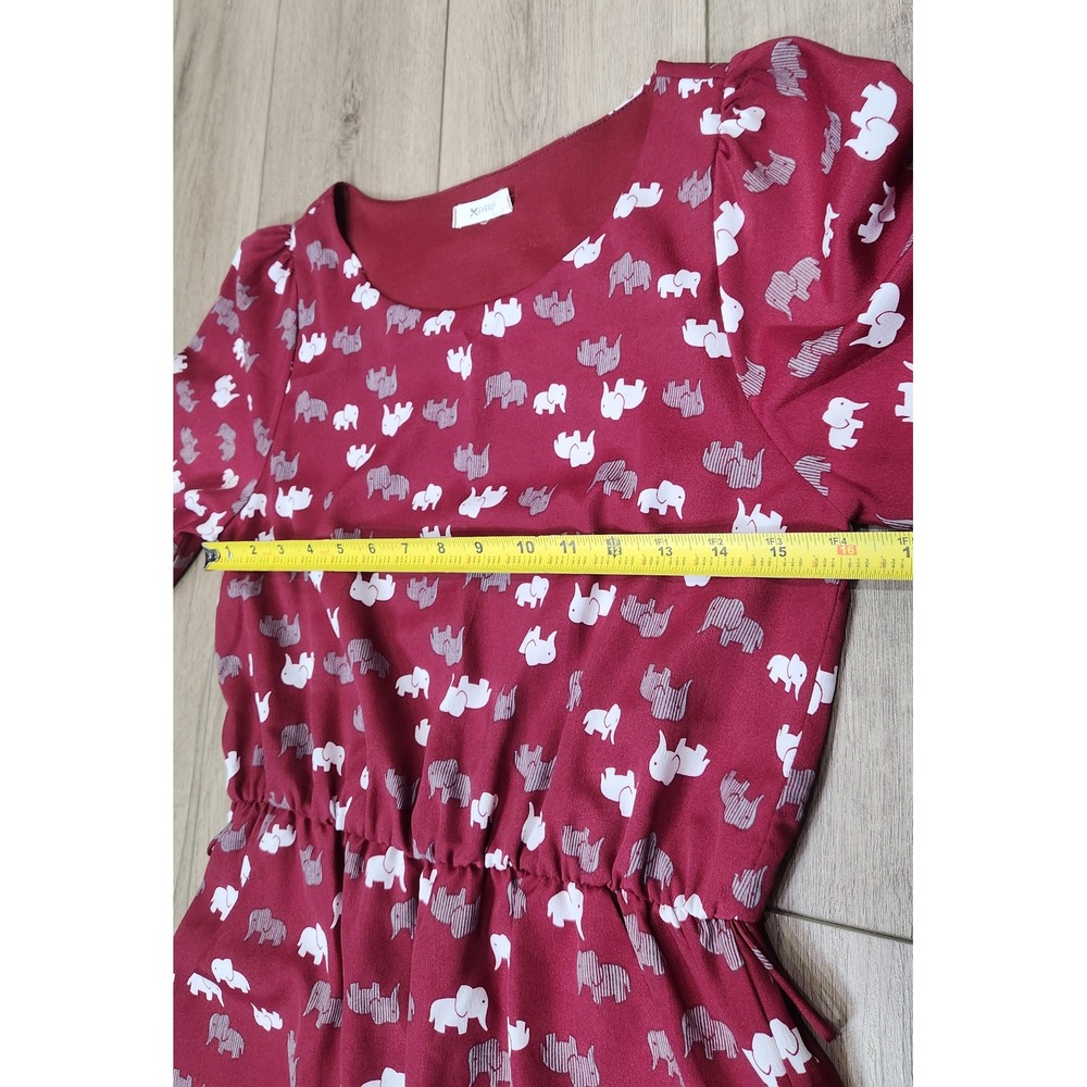 Everly Elephant Print Mini Dress Lined Pockets NO BELT Elastic Waist Women Small - Picture 9 of 10